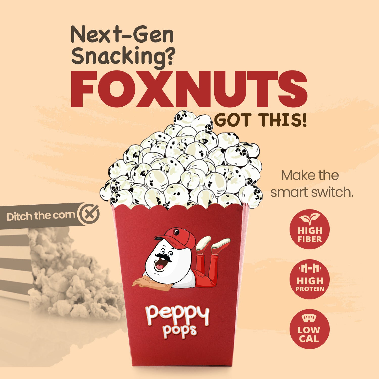 PEPPY POPS PERI PERI ROASTED FOXNUTS - Pride Of India