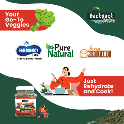 Backpack Bistro Dehydrated Finely Chopped Spinach - Pride Of India